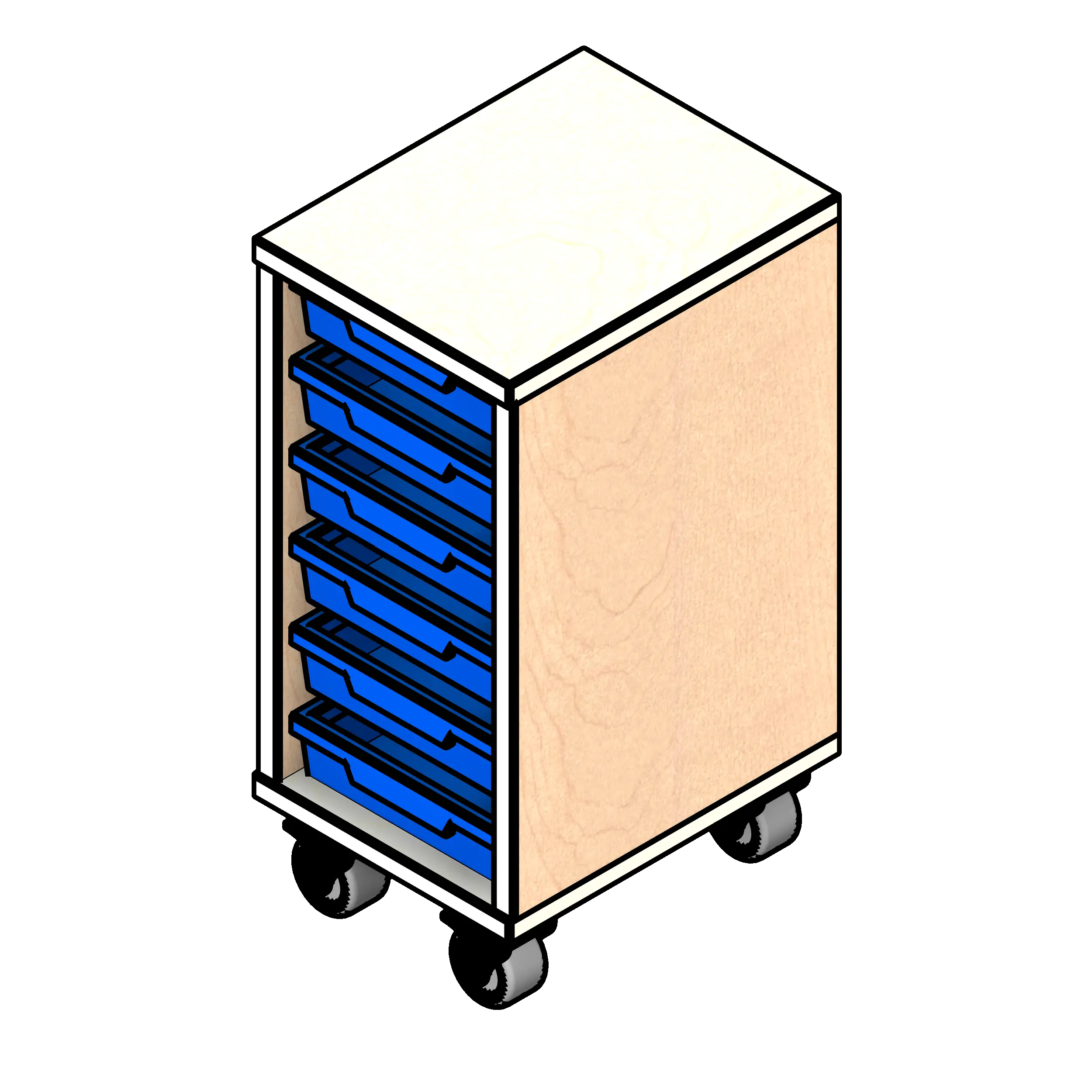 SSG Tray Storage Educational PCS 6 Tray Single Column Wood